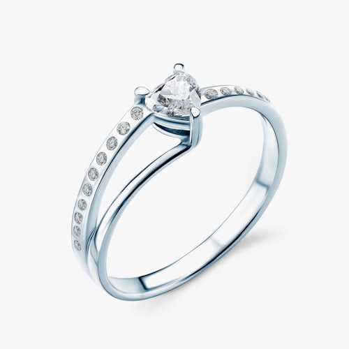 Pierścionek zaręczynowy SAVICKI: białe złoto, diamenty